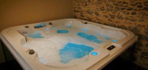 a bath tub covered in blue frosting at Château de Montmireil in Canisy