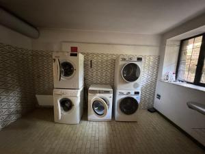 3 lavatrici e lavatrice e asciugatrice in bagno di A-waay Il Roseto a Courmayeur