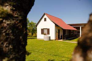 a white house with a red roof and a yard at Kuća za odmor Mia 