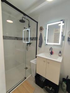 Kúpeľňa v ubytovaní Le Tigîte B&B, Suite autonome avec entrée indépendante, petit-déj et linge fourni, pour 1 à 4p -Queen size et canapé lit double-