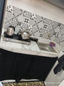 Kuchyň nebo kuchyňský kout v ubytování Petit appartement