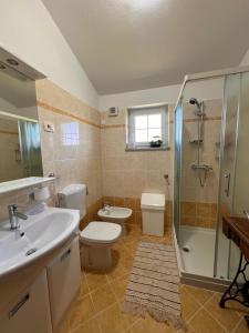 a bathroom with a sink and a toilet and a shower at Test in Koper +8 photos