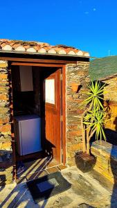 una casa de piedra con una planta delante en Refúgio do Casal, en Lousã 2 fotos más