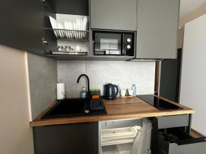 a kitchen with a sink and a counter top at Smart House Apartments in Lviv