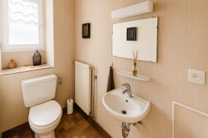 a bathroom with a toilet and a sink at Montreux Jazz festival apartment 5 PCS lake view in Clarens +3 photos
