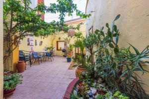 a courtyard with plants and a table and chairs at Holiday home in Crikvenica 45055 in Crikvenica