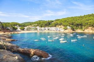 un grupo de barcos en el agua en una playa en P37 Villa, en Pals