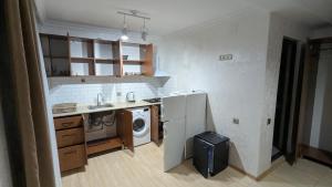 una cucina con lavandino e lavatrice/asciugatrice di Park Avenue Kobuleti a Kobuleti
