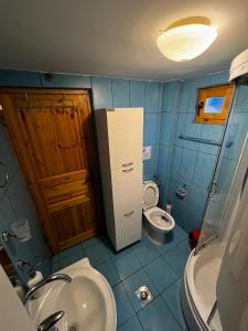 a small bathroom with a sink and a toilet at Guest House Milena in Žabljak