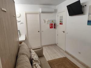 ein Wohnzimmer mit Couch und Fernseher in der Unterkunft Dudi's Peppers in Málaga