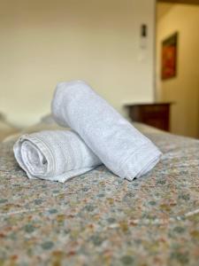 un rollo de papel higiénico sobre una cama en Run'Albi - MAISON DE VILLE CLIMATISE - CENTRE VILLE - 2 CHAMBRES, en Albi