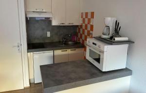 a small kitchen with a sink and a stove at Gourette Euroneige Pied de piste - 6 personnes in Eaux-Bonnes
