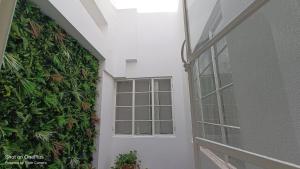 a building with a green wall next to a door at Sea Esta Guest House in Mellieħa