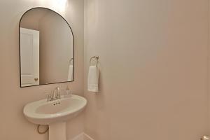 a bathroom with a sink and a mirror at Waterfront Retreat in Knoxville +18 photos
