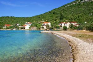 a group of houses on a beach next to the water at Apartments by the sea Luka Dubrava, Peljesac - 24568 in Janjina