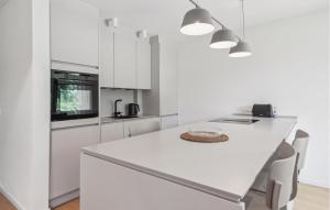 eine Küche mit weißen Schränken und einer weißen Arbeitsplatte in der Unterkunft 1 Bedroom Amazing Apartment In Tossens in Stick