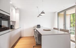 eine Küche mit weißen Wänden und einer weißen Arbeitsplatte in der Unterkunft 1 Bedroom Cozy Apartment In Tossens in Stick