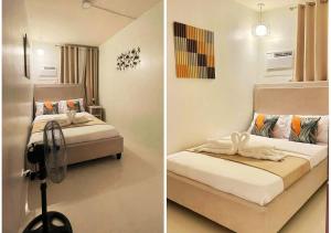 a bedroom with two beds and a fan at Cozy 1BR Condo with FREE Pool, Gym, Parking Near Princesa City Center - B1 6Luster in Puerto Princesa City +117 photos
