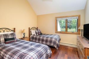 a bedroom with two beds and a television at Cimarron Lodge 35 condo in Telluride +4 photos