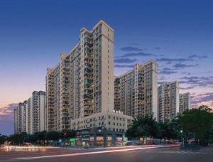 a large apartment building with a street in front of it at Xana Hotelle Xiamen Airport Zone Government in Xiamen