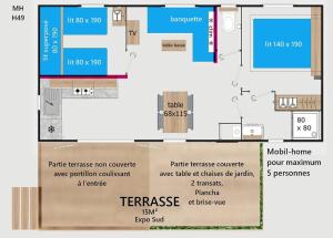 MOBIL HOME à SEIGNOSSE dans les Landes près de la mer平面图