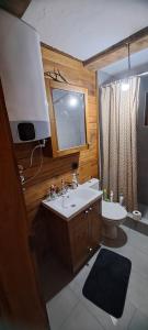 a bathroom with a sink and a toilet and a mirror at Brvnara "Duboki Potok" in Vrnjačka Banja +31 photos