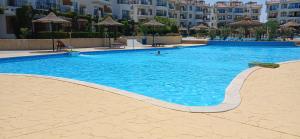 a large swimming pool with a person in the water at Sharm hills sea view in Sharm El Sheikh