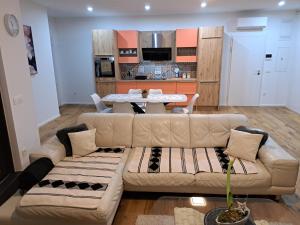 un salon avec un canapé et une table dans l'établissement Mezenin Solis, à Koper