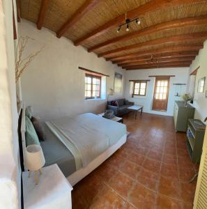 una camera da letto con un letto e un soggiorno di Villa Kostopoulos Studio Zeus a Kampos Paros