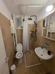 エルサレムにあるJerusalem apartmentのトイレと洗面台のある小さなバスルーム