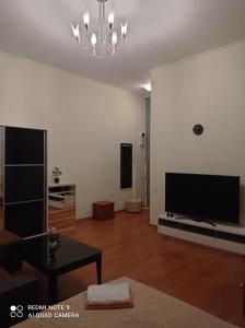 un salon avec une grande télévision à écran plat dans l'établissement Krisjana Valdemara 39, à Daugavpils