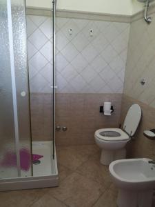 un bagno con doccia, WC e lavandino di Zia Gabry a Vicoli