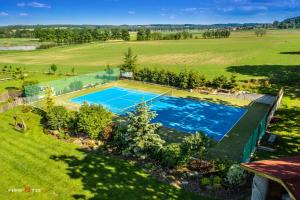 an overhead view of a tennis court in a field at Jihočeská Salaš in Čakov