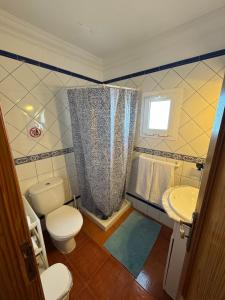 a bathroom with a toilet and a sink at Apartamento junto al mar La Baja in Santa Cruz de Tenerife