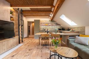 Kuchyň nebo kuchyňský kout v ubytování Apartmány Plavy