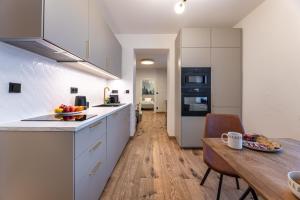 Kuchyň nebo kuchyňský kout v ubytování Apartmány Plavy