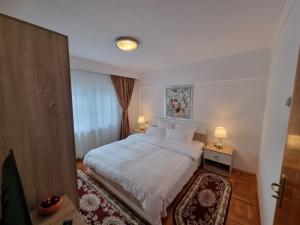 Katil atau katil-katil dalam bilik di Apartament 2 camere central Otopeni