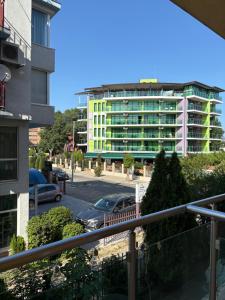a view of a building from a balcony at Cozy studio in Sunny beach in Sunny Beach