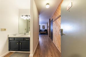 un baño con lavabo y espejo en 112 Bldg B condo, en Truckee