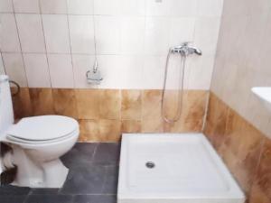 ein Badezimmer mit Toilette und Dusche in der Unterkunft Acropolis views in Monastiraki square in Athen