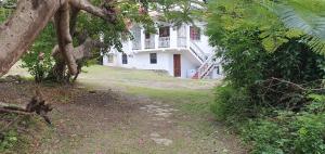 una casa bianca con un albero e un cortile di Comfortable modern studio villa a Castries