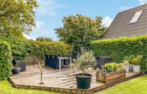 Bagenkopにある3 Bedroom Stunning Home In Bagenkopの椅子と植物が置かれた木製デッキのある庭 +16枚の写真