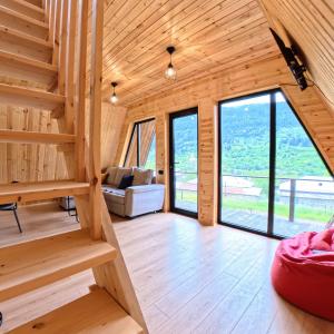 Posezení v ubytování A-frame Wonder