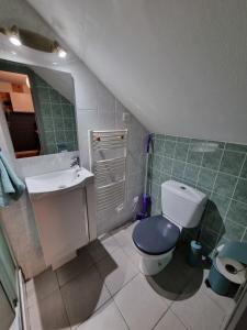a bathroom with a toilet and a sink at Quincey Village House in Quincey