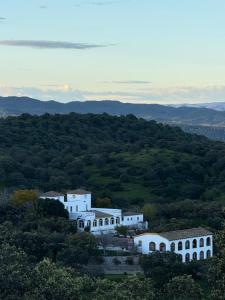 ein großes weißes Gebäude auf einem Hügel in der Unterkunft Finca Jaralta de Carmen in La Puebla de los Infantes