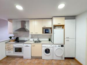 una cocina con refrigerador y lavadora y secadora en Canal del Pilar - Turistea, en Zaragoza 16 fotos más