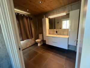un bagno con lavandino e WC di Hus nær butikk, sentrum & rekreasjon a Hol