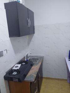 a kitchen with a stove and a sink at Peace in Lekki