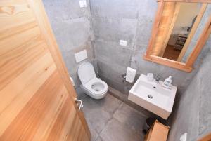 a bathroom with a white toilet and a sink at Suite a 100mt dal Duomo - Living Gallery in Pietrasanta