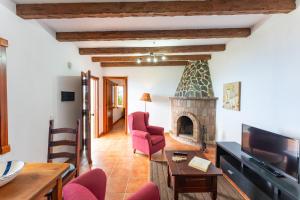 a living room with a fireplace and a tv at Casas Rurales La Tanquera y Las Rosas in Los Realejos